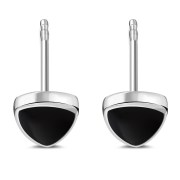 Black Onyx Reuleaux Triangle Silver Earrings, e390st